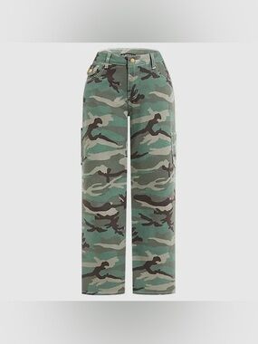 Flamingals Stretchy Camo Print Mid Rise
Straight Leg Pants Womenswear S PS7-3